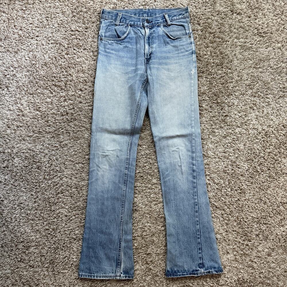 Vintage Levi’s 70’s Orange Tab 646 Bell Bottom Flare Blue Denim Jeans Size 28x34